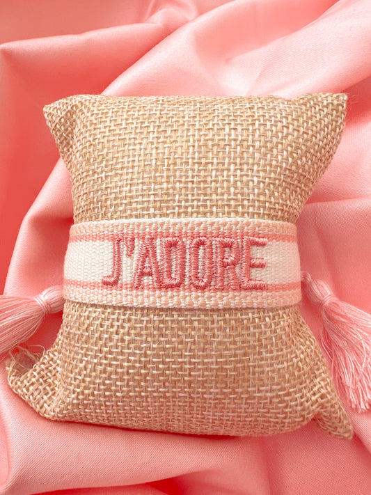 Bracelet « J’adore » Rose et Blanc