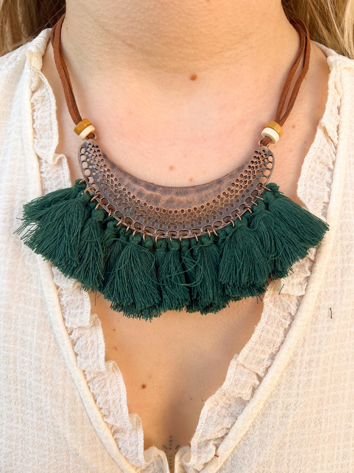 Collier pompons vert