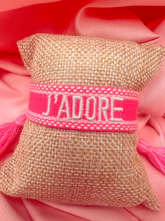 Bracelet « J’adore » Rose et Blanc