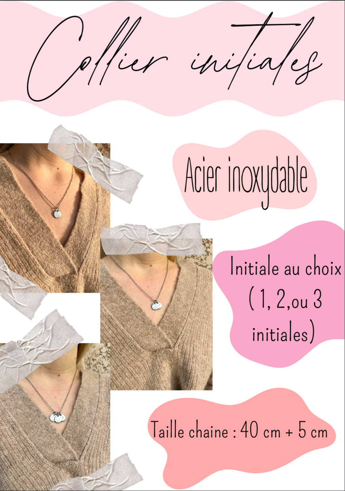 Collier chaine, initiales